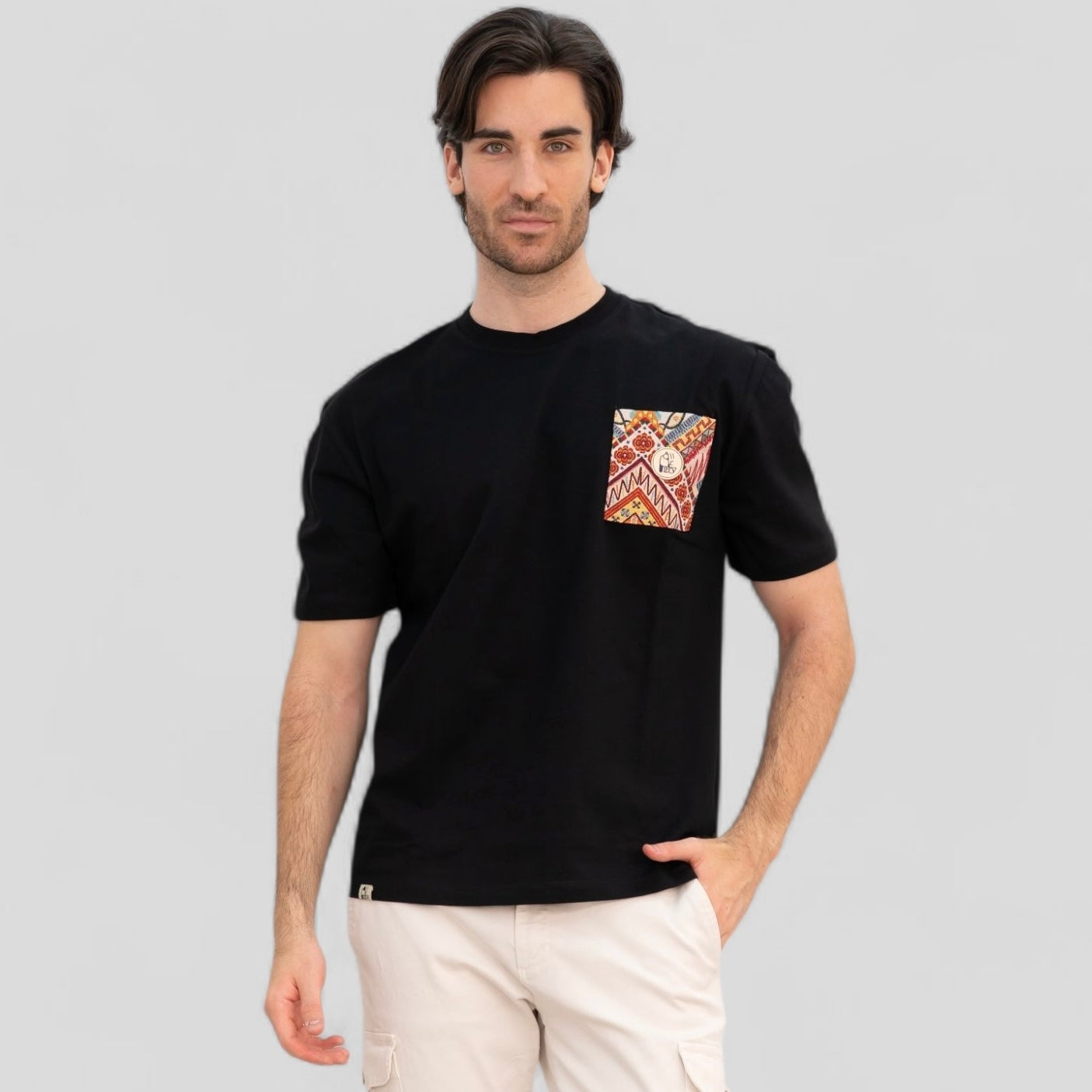 CAMISETA BOLSILLO ÉTNICO OVERSIZE