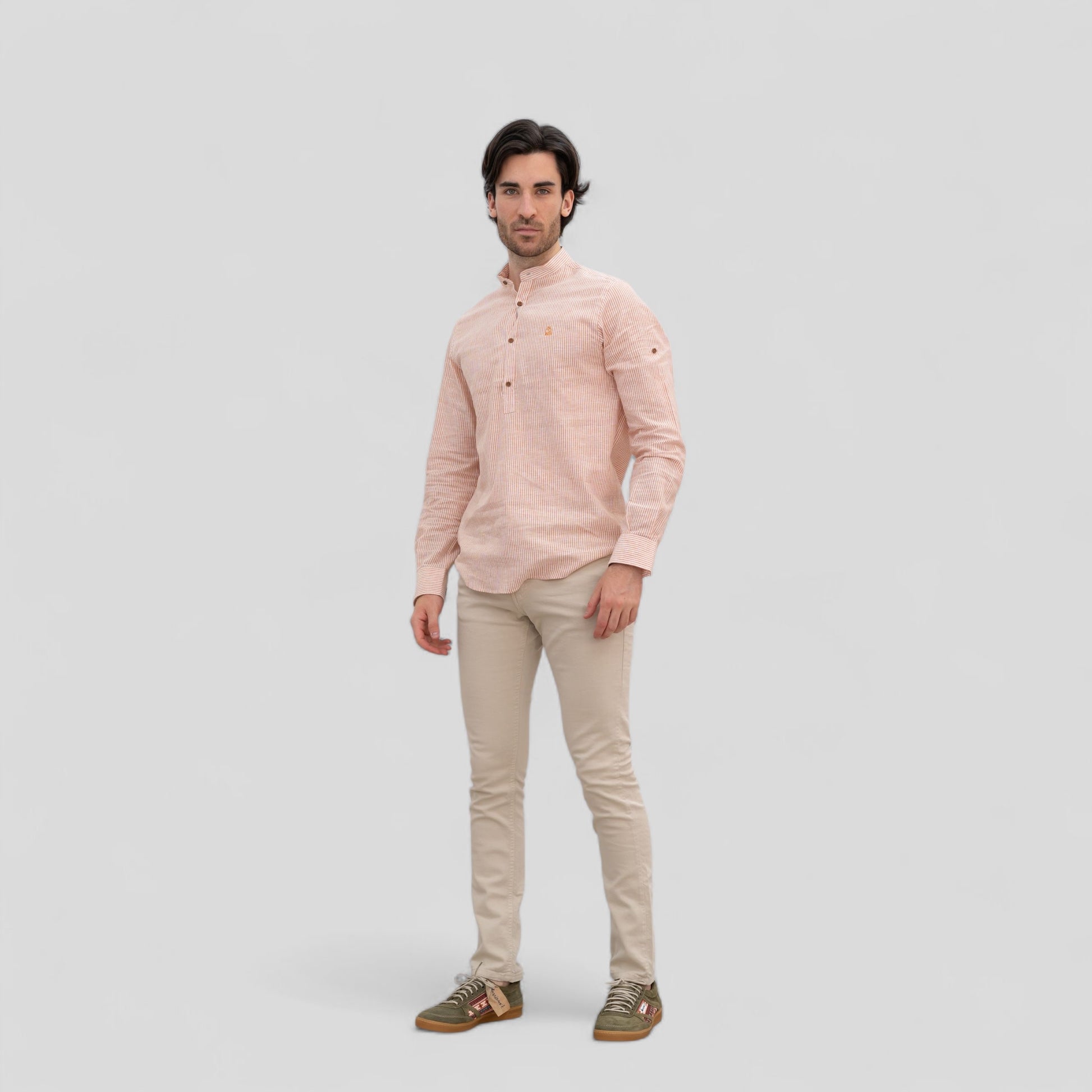 PANTALÓN SPORT JEANS BEIG Y BLANCO