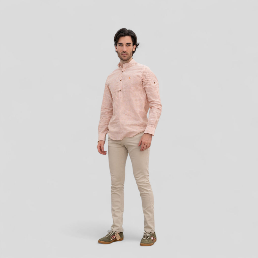 PANTALÓN SPORT JEANS BEIG Y BLANCO